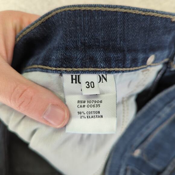Hudson Byron Five Pocket Straight Zip Fly Jeans Men's Size 30 Stretch Hemmed - Picture 8 of 10